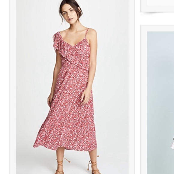 Club Monaco Dresses & Skirts - Club Monaco Red‎ White Ruffle Sleeve Dress 00